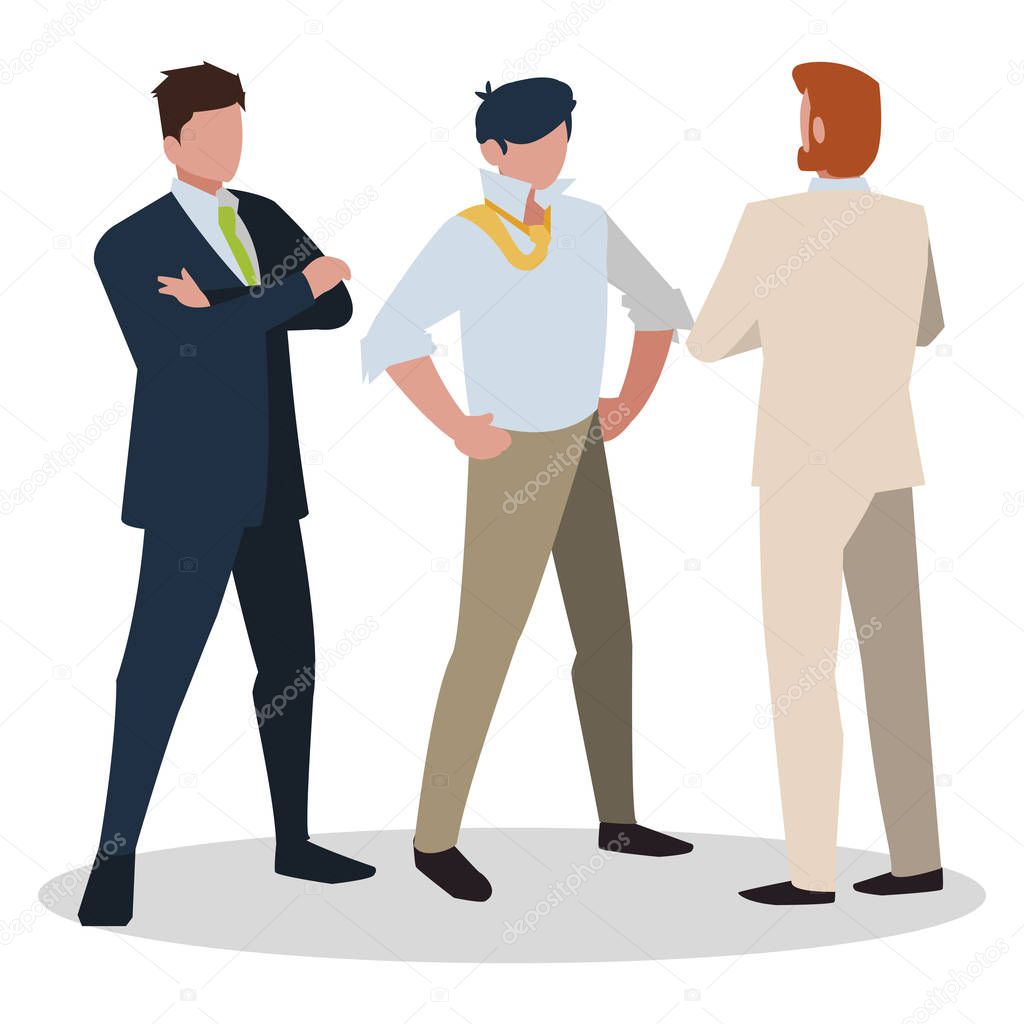 elegant businessmen with different possitions characters