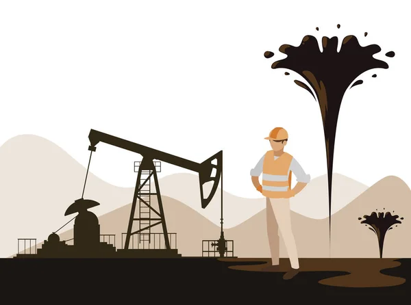 Indústria petrolífera caráter avatar trabalhador — Vetor de Stock