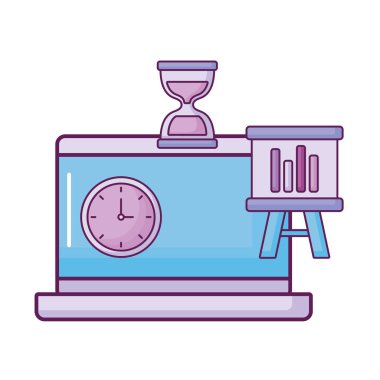 laptop ile kum saati ve hafif karton