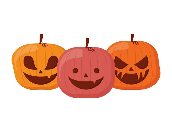Heureux personnages de citrouilles halloween — Image vectorielle
