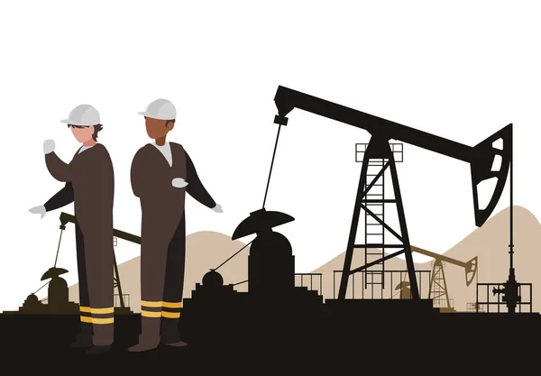 Lavoratori dell'industria petrolifera avatar caratteri — Vettoriale Stock