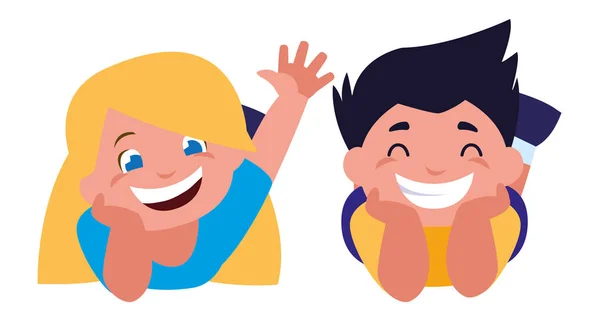 Feliz niños pequeños personajes — Archivo Imágenes Vectoriales