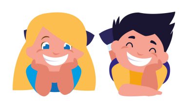 mutlu küçük karakter çocuklar