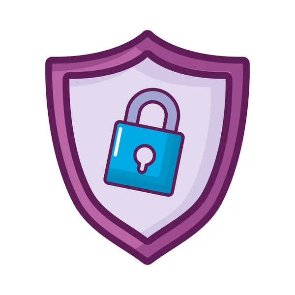 Shield with safe secure padlock — Stock Vector