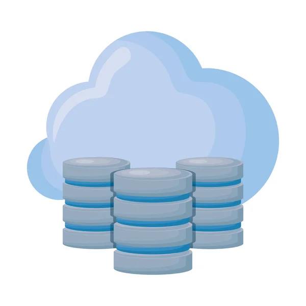 Computação em nuvem com discos de dados — Vetor de Stock
