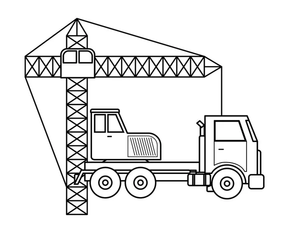 Pod stavební jeřáb truck ikonou — Stockový vektor