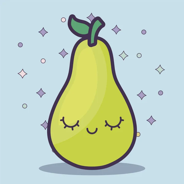 Fruta de pera carácter kawaii — Vector de stock