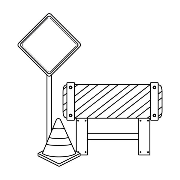 Cône de signalisation avec icône isolée barricade — Image vectorielle