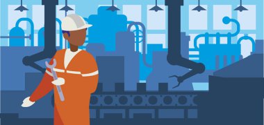 Fabrika işyeri işçi siyah