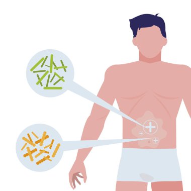 vücut adam bakterilerin infographics karakteri ile