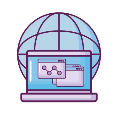 gezegen ve Web sayfaları ile dizüstü bilgisayar