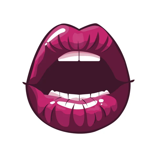 Seksowne kobiece usta stylu pop art — Wektor stockowy