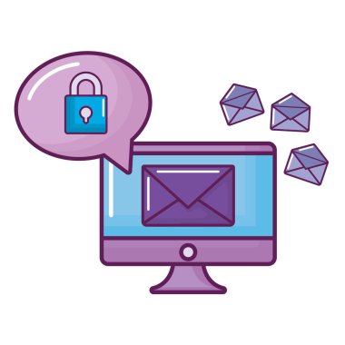 Zarflar ve asma kilit ile bilgisayar