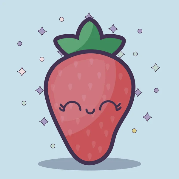 Fraise fruit kawaii caractère — Image vectorielle