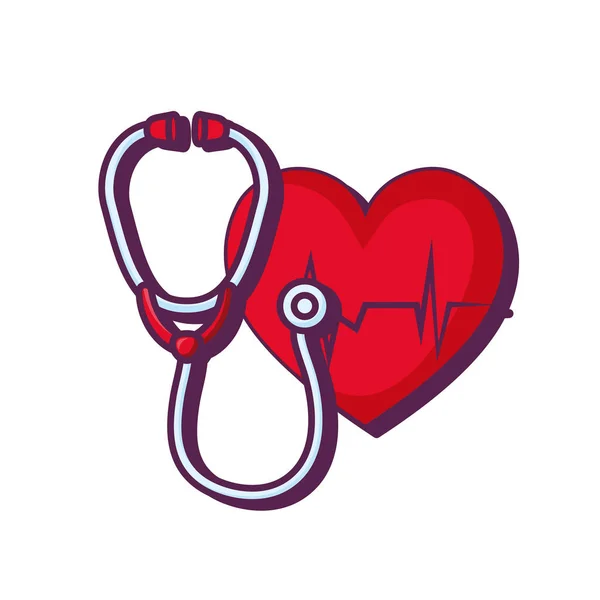 Heart cardiology with stethoscope — Stock Vector