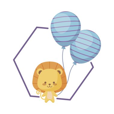 Balonlar helyum ile sevimli aslan