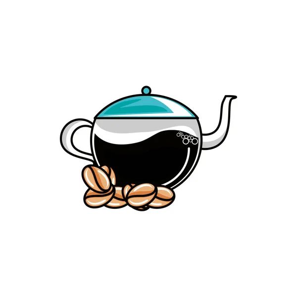 Cucina teiera con cereali caffè — Vettoriale Stock