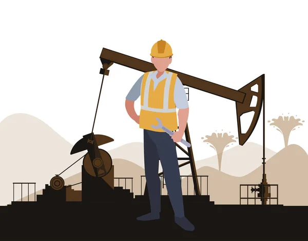 Olie industrie werknemer avatar karakter — Stockvector