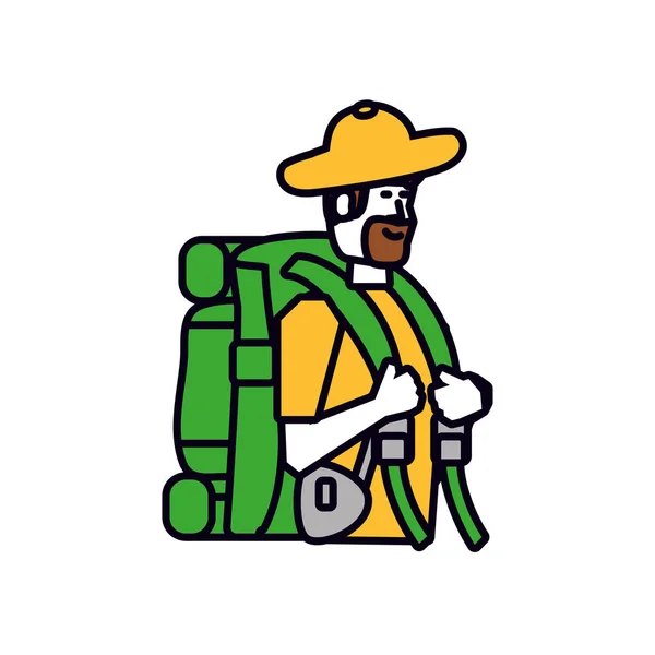 Voyageur homme avec sac de voyage avatar personnage — Image vectorielle