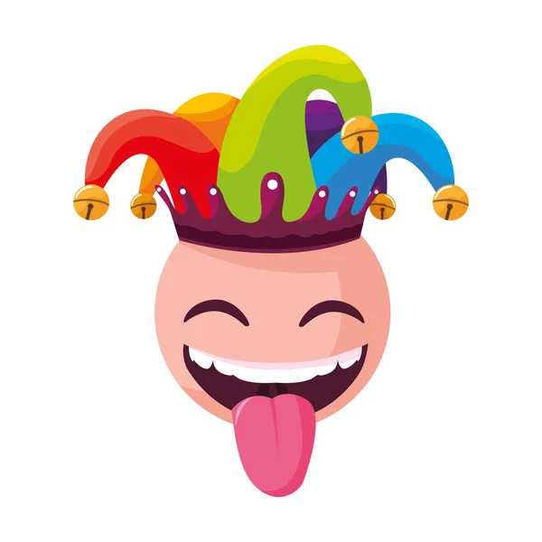 ジョーカーの帽子と狂気の顔文字 — ストックベクタ
