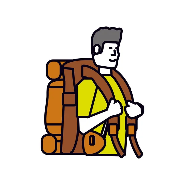 Człowiek dla podróżujących z podróży torba avatar znaków — Wektor stockowy