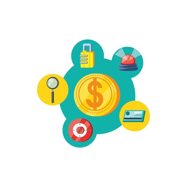 деньги с иконками безопасности
