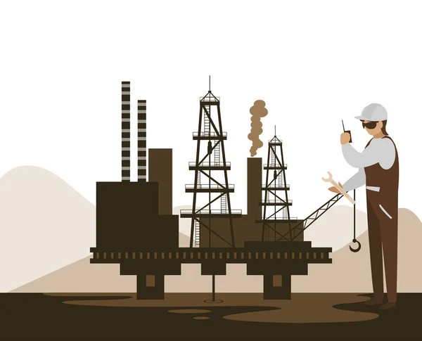 Trabajador de la industria petrolera carácter avatar — Archivo Imágenes Vectoriales
