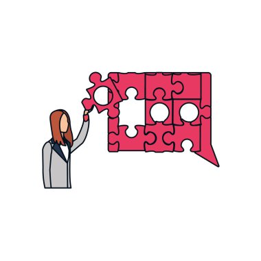 işkadını şekil konuşma balonu puzzle parçaları ile