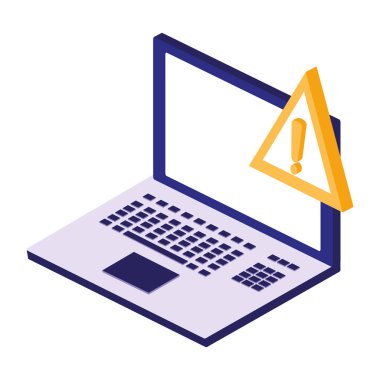 Uyarı simgesi olan dizüstü bilgisayar