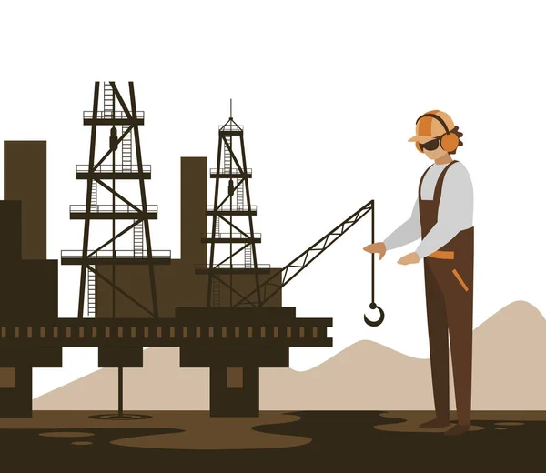 Industrie pétrolière travailleur avatar caractère — Image vectorielle