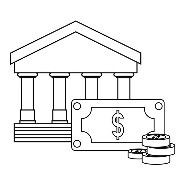 Bank pénzváltó táska — Stock Vector