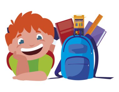 mutlu küçük okul çantanı ve malzemeleri