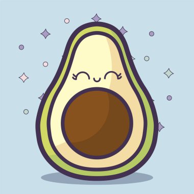 Avokado sağlıklı kawaii karakter