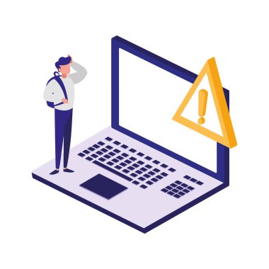 Uyarı simgesi olan dizüstü bilgisayar