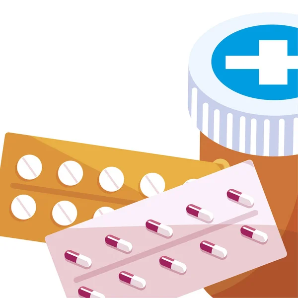 Conjunto de medicamentos ícones de drogas —  Vetores de Stock