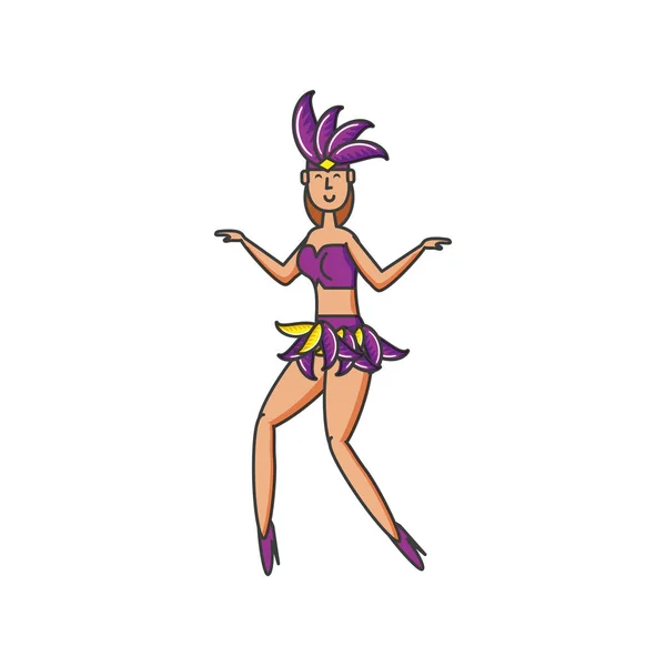 Carácter bailarina brasileña mujer — Vector de stock