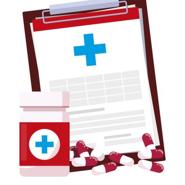 tıbbi sipariş denetim listesi ve tıp simgeler