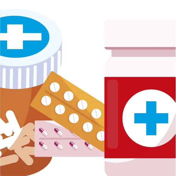 Conjunto de medicamentos ícones de drogas —  Vetores de Stock