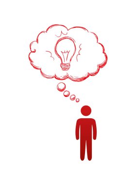 ampul siluet simge ile insan figürü