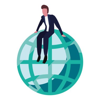 Dünya üzerinde oturan işadamı