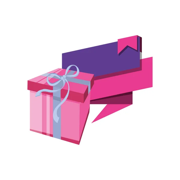 Geschenkbox mit Sprechblase — Stockvektor