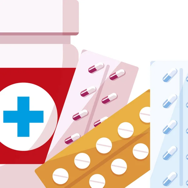 Medicamentos conjunto drogas iconos — Vector de stock