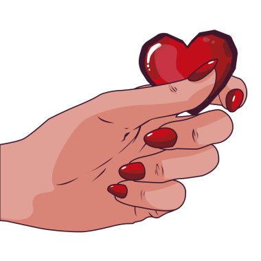 kalp aşk pop sanat tarzı ile el