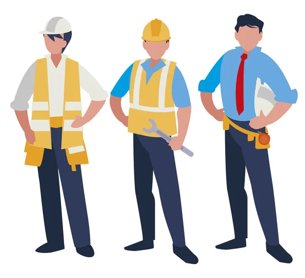 Groep mannen bouwers werken — Stockvector