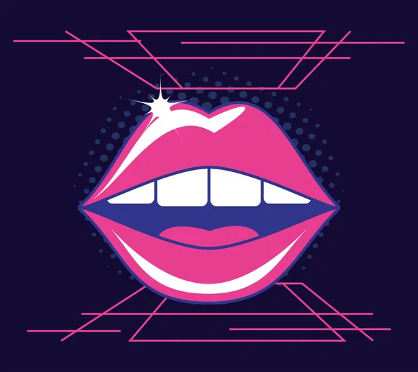 Lippen pop retro stijl — Stockvector