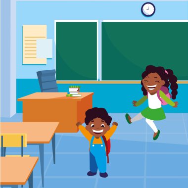 mutlu küçük siyah okul çocukları sınıfta