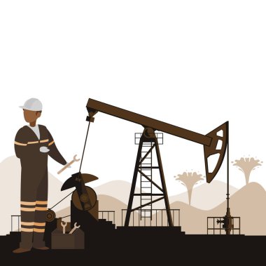 Petrol sanayi işçisi araçları avatar karakter ile