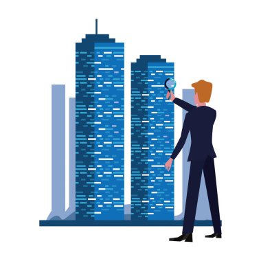 Büyüteç ile işadamı