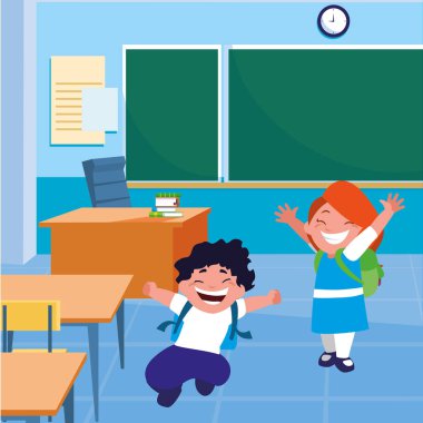 mutlu küçük Interracial okul çocukları sınıfta