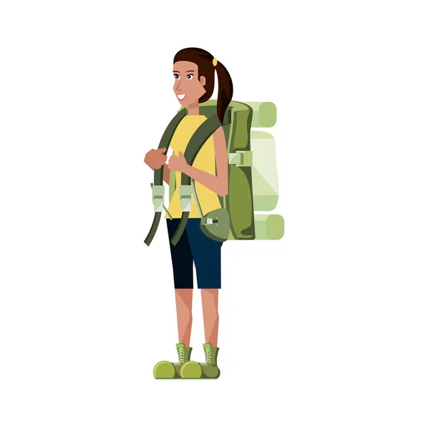Ταξιδιώτης γυναίκα με ταξιδίου τσάντα avatar χαρακτήρων — Διανυσματικό Αρχείο